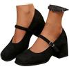 Generic Décolleté Tacco Alto Da Donna, Eleganti E Comode Scarpe Chiuse Con Punta Tonda Cinturini Per Piedi Larghi Scarpe Da Sposa Da Ballo Da Festa Sera,Nero,41 EU