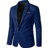 Generisch Sakko - Giacca da uomo, vestibilità regolare, taglia grande, slim fit, blazer, 1 bottone, tinta unita, elegante, stile inglese, business, per matrimonio e lavoro d'ufficio, Blu, 5XL