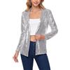 YYPBI Blazer a Paillettes Vrouw Lange Manche Cardigan a riverse Giacca a Paillettes vrouw Tenue Festival Années Rave Argento XL