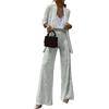 shownicer Completo da Donna in Due Pezzi con Paillettes Elegante Tailleur Pantaloni e Giacca da Completo Blazer a Maniche Lunghe Tuta A Bianco L