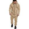 shownicer Tuta Jumpsuit Uomo Pigiama con Cappuccio Tuta Intera One Piece Pigiama Overall Uno Zip Tinta Unita Casual Confortevole Pigiami da Casa A Albicocca S