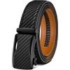 KEMISANT Cintura Uomo, Cintura Pelle Uomo Cricchetto Automatica Fibbia 35mm,Trim Regolabile per Adattars(Nero-160cm/48-56vita regolabile)