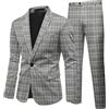 Allthemen Abito da Uomo Plaid 2 Pezzi Completo Giacca Blazer Pantaloni Slim Fit da Lavoro Abiti Eleganti Cerimonia Smoking 64# Grigio M