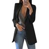 Onsoyours Donna Manica Lunga a Quadri Cappotto Elegante Ufficio Business Blazer Top Tinta Unita Slim Fit Giacca con Pulsante Corto OL Carriera Tailleur Giacca A Nero XS