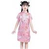 Mjjsk Vestito cinese per ragazze vestito Capodanno manica corta Qipao bambini Cheongsam tradizionale festa di compleanno per bambini festival abiti carino, 01 rosa., 11-12 Anni