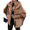 nicticsi Giubbotto Corta da Donna Invernale Caldo Cerniera Cappotto Patchwork di Peluche Casuale Vintage Outerwear con Tasca Tinta Unita Giacche Polsini a Maglia
