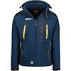 Geographical Norway Techno Men - Giacca Cappuccio Softshell Impermeabile Uomo - Giacca Vento Tattica Da Esterno - Escursionismo Sci Autunno Inverno Primavera (Marina/arancione S)