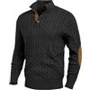 Generic Maglione da Uomo Invernale Elegante con Collo Bottoni Patchwork Giacca di Lana Calda per Autunno Inverno