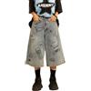 ORANDESIGNE Pantaloncini di Jeans Bermuda Uomo Larghi Stile Baggy Blu Jeans Loose Fit Baggy Jean Short Summer Tasche Y2K Baggy Jean Shorts Harajuku Streetwear