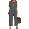 shownicer Completo Donna Elegante Tailleur 3 Pezzi Set Completi di Pantaloni da Cerimonia Set Taglia Grande Abbigliamento per Business e Matrimoni A Grigio Scuro XXL