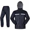 Generisch Tuta antipioggia da uomo, impermeabile, riflettente, impermeabile, antivento, impermeabile, con cappuccio, per moto, con pantaloni, 2 pezzi, O nero., XXL