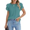 BUNSLOOM, Top da Donna, Elegante, Girocollo, Casual, Camicetta Estiva, T-Shirt, Chiffon, Blusa, Maniche Corte a Volant, Tunika, Tops, turchese, L