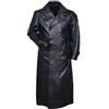 Generic Trench da uomo in pelle, cappotto lungo gotico, giacca in pelle nera stile vintage, cappotto in pelle doppiopetto, cappotto classico in pelle da uomo, giacca gotica senza tempo