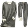 shownicer Pigiama Donna Invernale Pigiama in Pile Caldo Pigiam Due Pezzi con Felpa e Pantalone Pigiama Set in Tinta Unita A Grigio Scuro 3XL