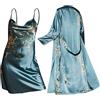 LZPCarra Negligee - Abito da notte in raso con vestaglia, da donna, sexy, corto, senza maniche, in due pezzi, con coulisse, leggero, sottile, elegante, verde, s