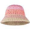 Meliyya Cappello di paglia da donna, pieghevole, regolabile, estivo, in paglia, con fiori, da spiaggia, a tesa larga, J-rosa, Taglia unica