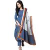 Nitimatta Kurta - Set da donna con Dupatta formale per feste, abbigliamento indiano, stile casual, in misto seta, tunica, Blu foglia di tè e beige-1, Large