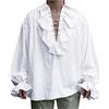 ORANDESIGNE Camicie Pirata da Uomo Vampiro Rinascimento Steampunk Vittoriano Gotico Camicia Medievale Cosplay Costume A Bianco XL
