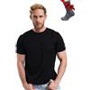 Merino.tech Maglietta Lana Merinos Uomo - Maglia Termica Uomo in Lana Merinos Manica Corta con Calze (Medium, Black Ink)