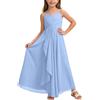JokeLomple Abito Lungo in Chiffon svolazzante per Ragazze, Damigella d'Onore Junior, Abito da Sposa, Abito da Cerimonia