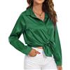 HANERDUN Camicia Donna Manica Lunga Satin Taglio Regular Facile da Stirare con Bottoniera Elegante Top Unicolore per Lavoro e Tempo Libero