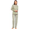 TRAMAS+ Pigiama Donna 100% Cotone, Pigiama Lungo Donna, Completo Maglia Maniche Lunghe e Pantaloni Lunghi con Vita Regolabile - S, Lemonade Verde Keike