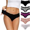COMSOFT Intimo di Cotone Mutandine da Donna Slip a Vita Bassa in Morbido Pizzo Confezione Multipla