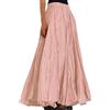 shownicer Donna Gonna Lunga di Tulle Elastico in Vita Stile Elegante Casual Irregolare Tulle Gonna Pieghe A Rosa M
