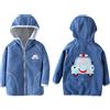 ANIMQUE Bambini Pile Polare Giacca con Cappuccio Bambino Piccolo Felpa Caldo Cappotto Casual con Cerniera Stagioni di Transizione Primavera Autunno Inverno, Motivo Macchina Polizia Blu 90