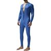 Oanviso Uomo Tuta Intera Overall Jumpsuit Pigiama Monopezzi Maniche Lunghe con Pulsanti Pigiama Set Henley Pigiama in Tuta Comodo Elasticizzato Salopette B Blu Scuro XS