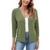Neineiwu - Giacca a maglia da donna, bolero elegante con scollo a V, maniche a 3/4, cardigan leggero e estivo, verde militare, XL