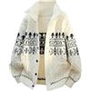 Genérico Maglione Natalizio da Uomo Reversibile Norvegese con Bottoni e Motivo Natalizio, Caldo Maglione di Natale, Giacca Invernale Fea con Fodera in Pile per Natale, beige, XXXL