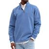 Generisch Felpa da uomo a mezza zip senza cappuccio, casual, tinta unita, con colletto alto, oversize, sportiva, a maniche lunghe, calda, classica, per il tempo libero, Blu, XL