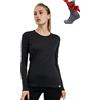 Merino.tech Maglia Termica Donna Lana Merinos - 100% Lana Merino Intimo Donna Leggero, Medio, Pesante con Calzini (X-Small, 165 Charcoal)