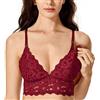 MOMANDA Donna Reggiseno Allattamento Imbottito in Pizzo Senza Ferretto Comodo Morbido e Traspirante Rosso Ciliegia 3C