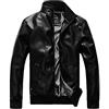 YAOTT Uomo Giubbotto in Ecopelle PU Slim Fit Giacca Giubbino Cappotto Biker Bomber Cappotti Corta Nero L