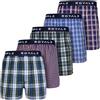 ROYALZ Boxer Larghi Uomo Cotone 100% 5 Pack - Boxer Americani Uomo Comodi - Mutande Uomo Larghe con Motivo a Quadri Blu