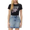 GUESS Maglietta da donna, motivo Love con cristalli, colore: nero, logo triangolare, Nero , XS