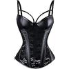 Woboren Corsetto Steampunk Gotico da Donna Bustino in Pelle (Nero, 5XL)