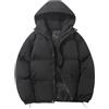Generisch Piumino da donna, invernale, caldo, invernale, da donna, corto, con cappuccio, con cerniera, oversize, trapuntato, tinta unita, con tasche, giacche buffer, corto e leggero, Nero , XL