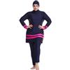 Generisch Costume da bagno alla moda da donna musulmana con pantaloni a maniche lunghe Cuffia da nuoto per una copertura completa, Blu marino, 5XL