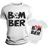Overthetee Coppia T-Shirt e Body Neonato per Uso Quotidiano Diurno Festa del papà Divertente Padre Figlio Bomber MiniBomber Maglietta papà