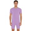 Nyeemya Uomo Pigiama Tutone Sanitario Manica Corta Tuta Recupero Chirurgico Body Sanitario con Cerniera sul Dorso Jumpsuit per Anziani Incontinenza e Alzheimer Lavanda L