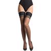 Selente Lovely Legs Autoreggenti antiscivolo Donna, prodotte nell'UE, colore nero con bordo a righe, taglia XS/S