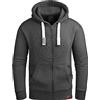 Grin&Bear Felpa con Cappuccio e Zip da Uomo GB601-Charcoal-M
