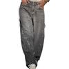 nicticsi Pantaloni da Donna con Brillanti a Gamba Larga alla Moda Y2K Jeans con Tasche Casual Baggy Pantalone Paillettes Dritto Pants in Denim Vintage
