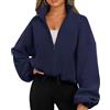 EUDOLAH Felpa Cappotto Sportivo in Pile Rocker con Collo Alto e Zip Imbottita Donna Uomo Unisex Blu Navy,XL