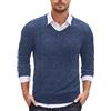 COOFANDY Maglione da uomo con scollo a V, maglione a maglia per uomo slim fit, maglione da lavoro a maniche lunghe, pullover caldo invernale casual maglione da uomo, Blu scuro-bianco, XXL