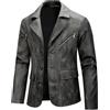 Generico Uomo retrò Classico Business Casual Bottone Cerniera Ecopelle Blazer Primavera E Autunno Moda Tendenza Sciolto Ufficio Impermeabile Risvolto Blazer (Grigio Scuro,L)