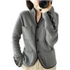 Vsadsau 100% Lana Merino Maglione Blazer da Donna con Colletto Stante, Cappotto da Maglione in Maglia Tinta Unita, Cardigan Solido, grigio, XXL